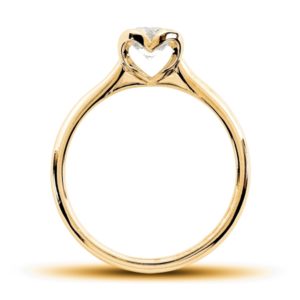 Romantique : Solitaire diamant en or rose 18k, au chaton formant un coeur. Production et livraison en 7 à 4 jours ouvrés.