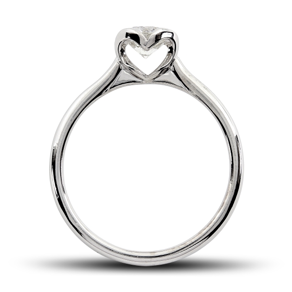 Solitaire diamant Romantique en platine, au chaton formant un coeur