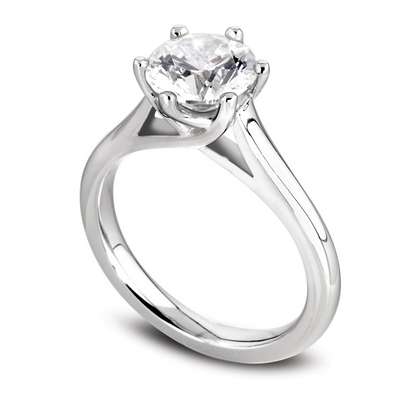 Bague de fiançailles en diamant et or blanc avec six griffes en treillis. Modèle Jolie.