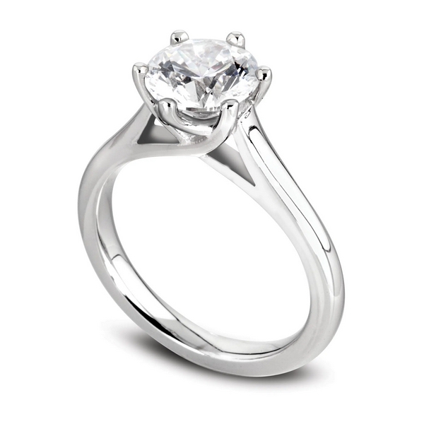 Bague solitaire Jolie en diamant en or blanc palladié.