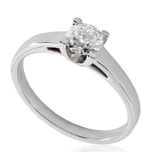 Bague de fiançailles solitaire en or blanc et diamant. Modèle Contemporaine.